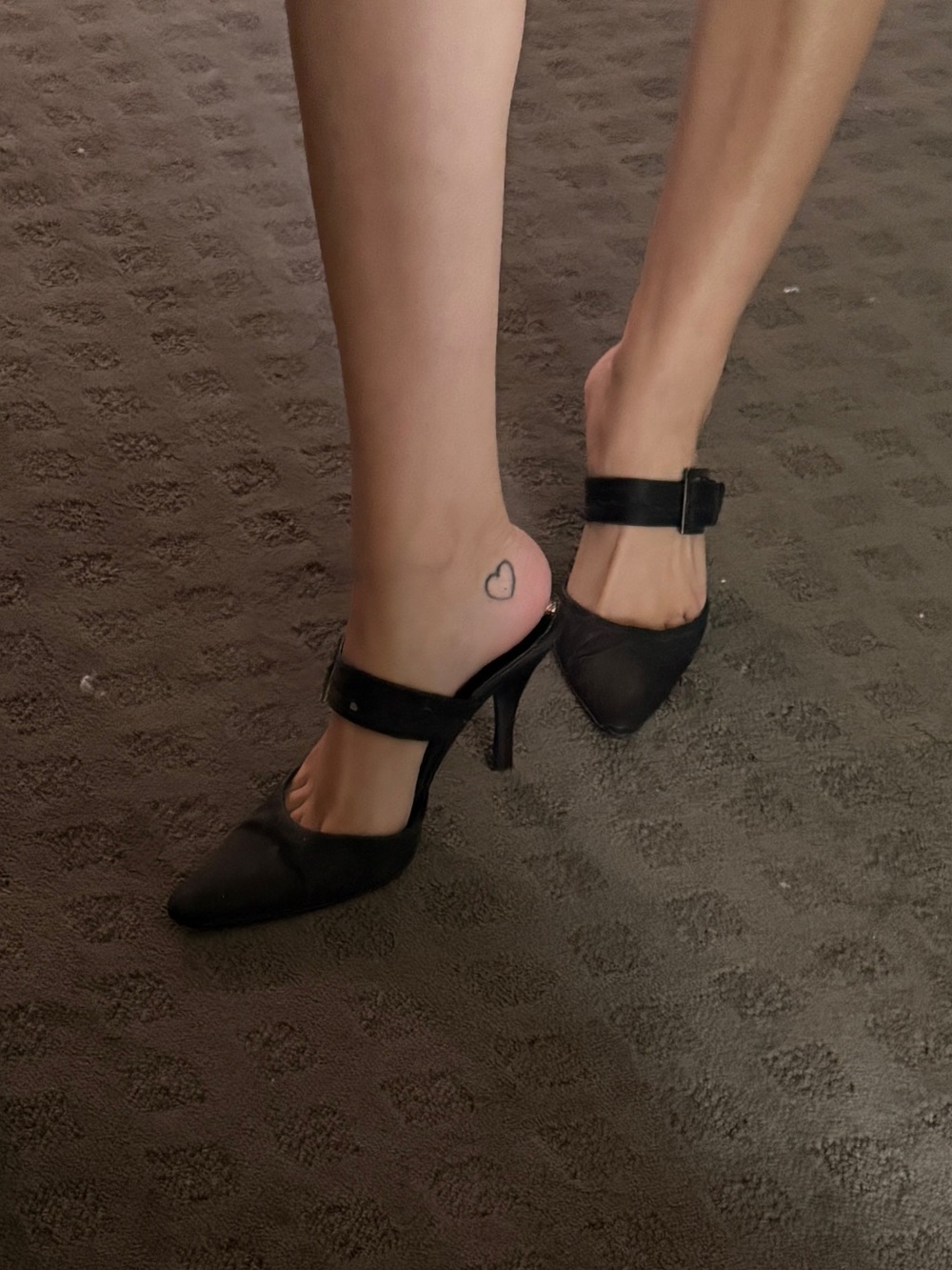 BCBG Black Pointed Mary Jane Heels with Ankle Strap